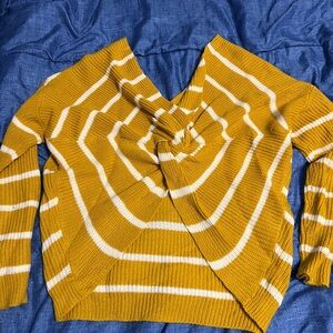 Miami Mustard and White Off-the-Shoulder Sweater